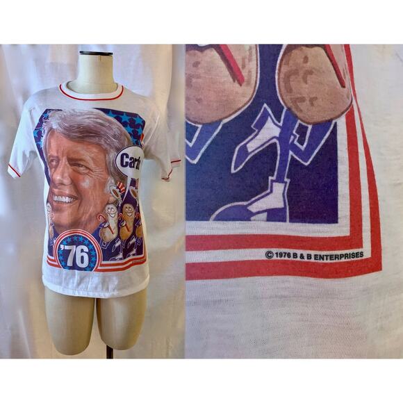 70s Jimmy Carter Campaign Shirt | RARE 1976 Graphic - Picture 2 of 8